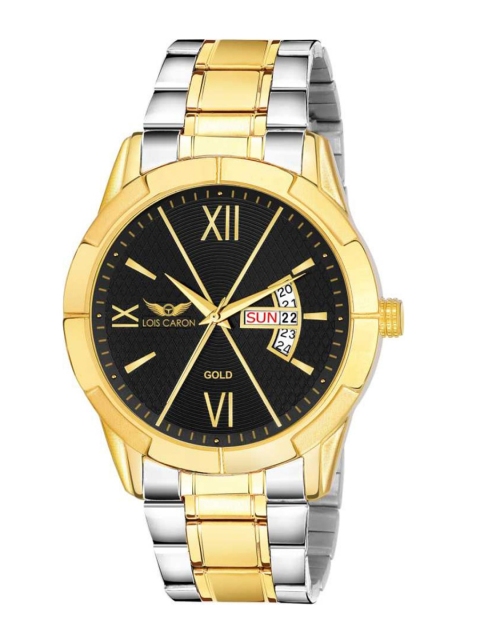 

LOIS CARON Men Black Dial & Gold-Plated Stainless Steel Analogue Watch MLC-8431