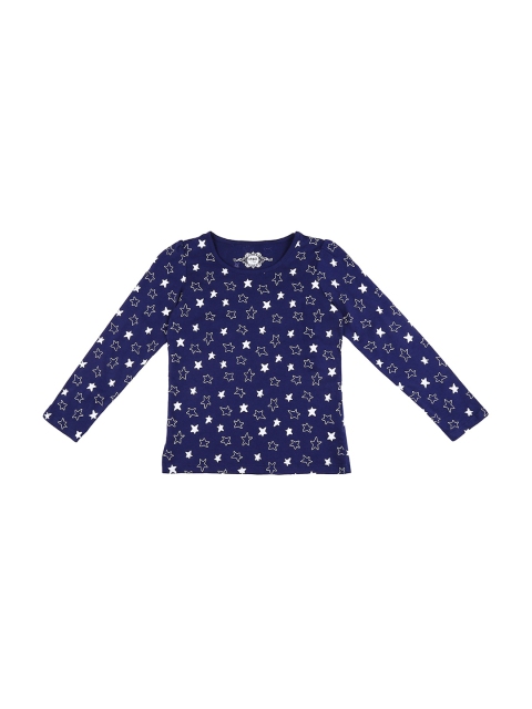 

CHALK by Pantaloons Girls Navy Blue Floral Printed T-shirt