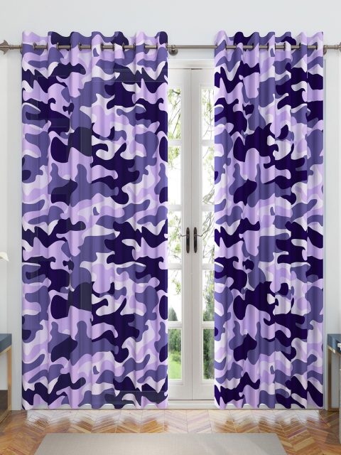 

Divine Casa Set Of 2 Purple & White Sheer Door Curtains