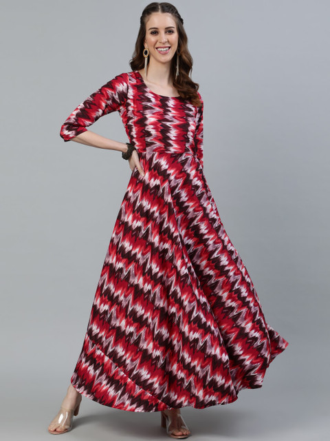 

AASI - HOUSE OF NAYO Brown & Orange Crepe Maxi Dress
