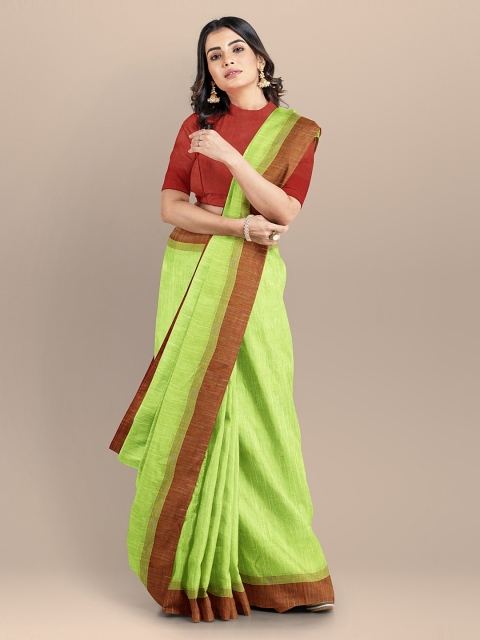 

BharatSthali Green Pure Cotton Maheshwari Handloom Saree