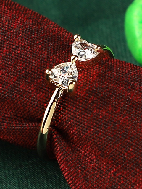 

ANIKAS CREATION Gold-Plated White Stone-Studded Handcrafted Adjustable Finger Ring