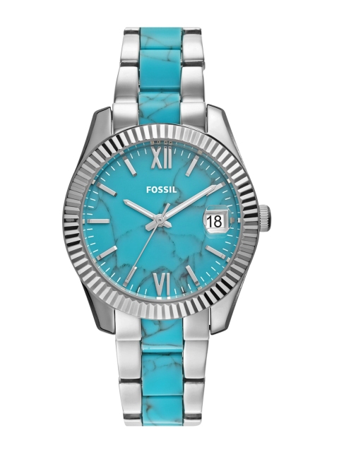 

Fossil Women Blue Dial & Silver Toned Stainless Steel Bracelet Style Straps Analogue Watch