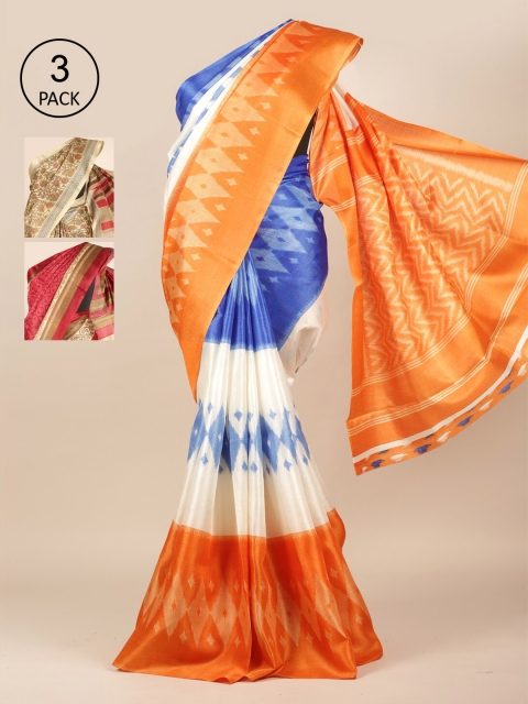 

Pothys Pack of 3 Ethnic Motifs Jute Silk Saree, Multi