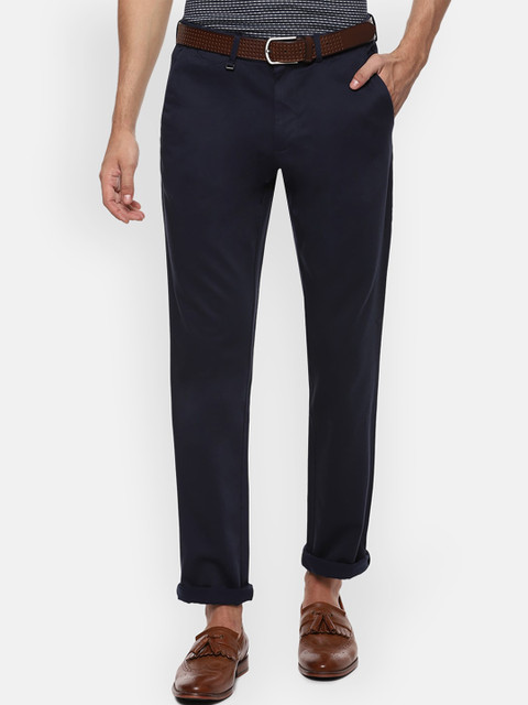 

Van Heusen Men Navy Blue Slim Fit Regular Trousers