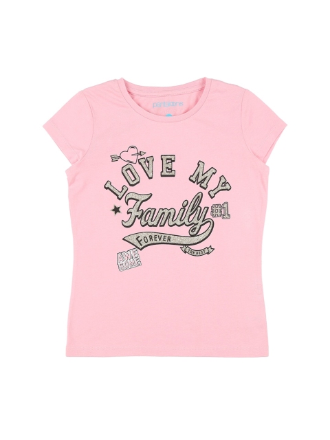 

CHALK by Pantaloons Girls Pink Typography Printed Pure Cotton T-shirt