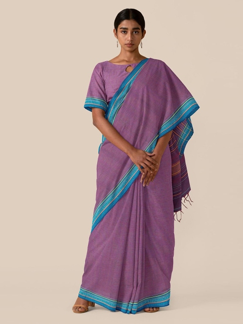

Taneira Violet Pure Cotton Saree