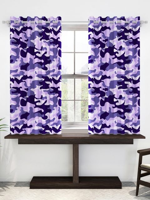 

Divine Casa Purple & White Set of 2 Sheer Window Curtain