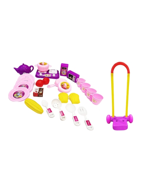 

ITOYS Kids Pink & Purple Plastic Disney Princess Trolley Kitchen Set