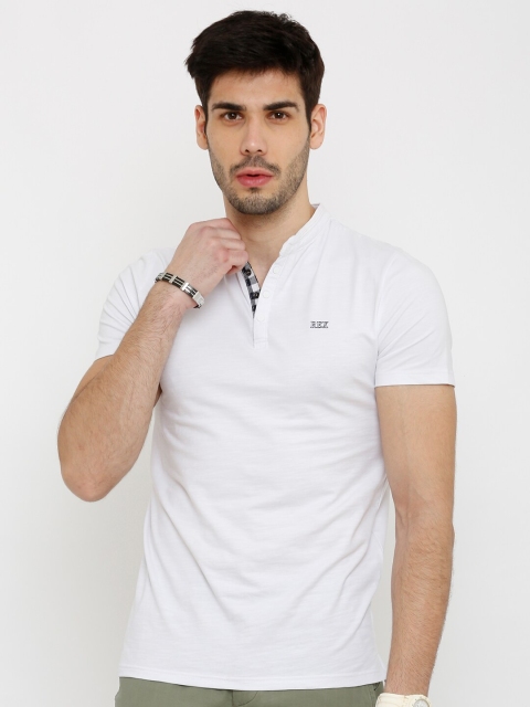 

Rex Straut Jeans Men White Mandarin Collar Slim Fit T-shirt