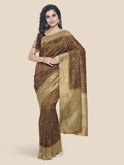 

KLM Fashion Mall Brown Silk Blend Banarasi Saree