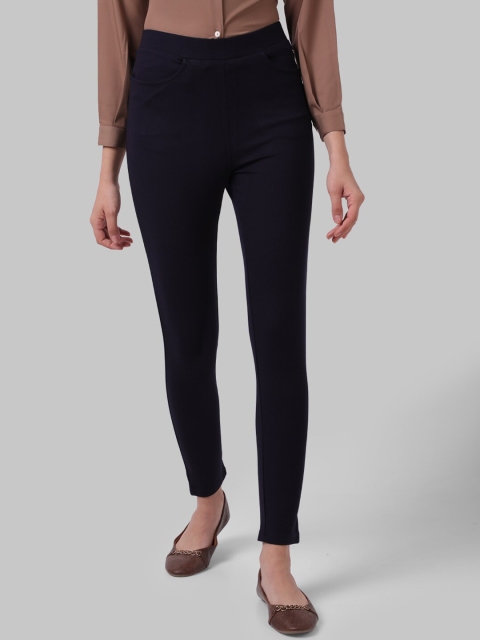

Park Avenue Woman Women Navy Blue Solid Slim-Fit Jeggings