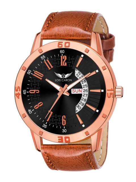 

LOIS CARON Men Black Dial & Brown Leather Straps Analogue Multi Function Watch MLC-8242