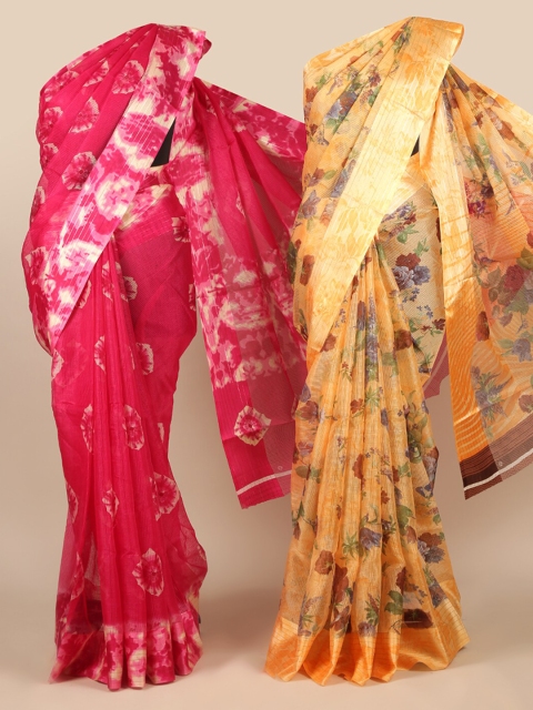 

Pothys Magenta Pack of 2 Woven Design Zari Jute Silk Saree
