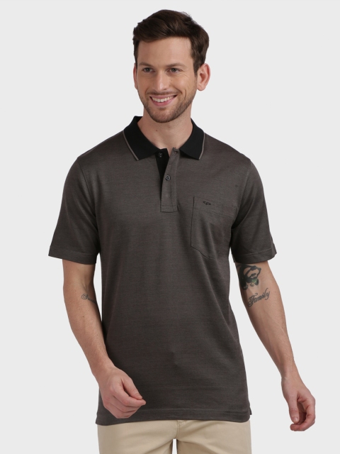 

ColorPlus Men Charcoal Grey Polo Collar T-shirt