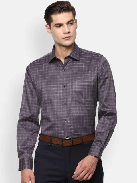 

Van Heusen Men Grey Checked Formal Cotton Shirt