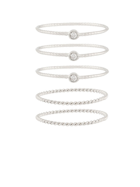 

Accessorize Set Of 5 Silver-Plated & White Crystal Studded Z PL Finger Rings