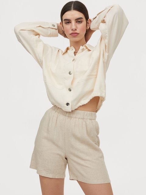 

H&M Women Beige Solid Wide Shorts