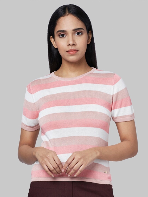 

Park Avenue Woman Women Pink & White Striped T-shirt