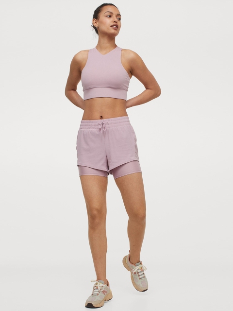 

H&M Women Pink Double Layered Sports Shorts