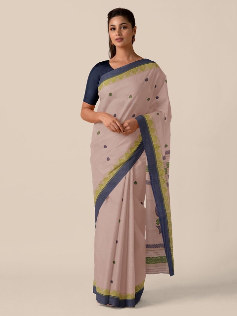 

Taneira Beige Printed Embroidered Pure Cotton Saree