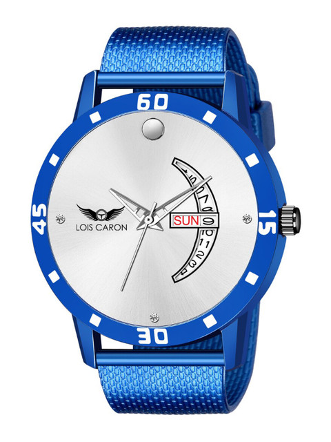 

LOIS CARON Men Silver-Toned Printed Dial & Blue Straps Analogue Watch MLC-8216
