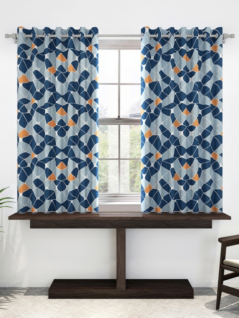 

Divine Casa Grey & Navy Blue Set of 2 Sheer Window Curtain