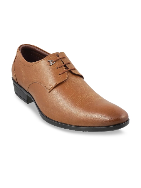 

Mochi Men Tan Brown Textured Leather Formal Derbys