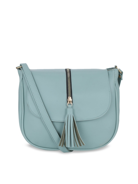 

Satchel Bags Blue PU Structured Sling Bag with Tasselles