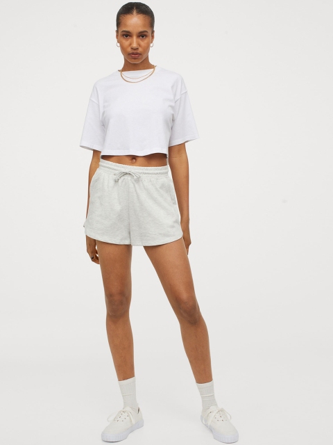 

H&M Women Grey Solid Sweatshirt Shorts