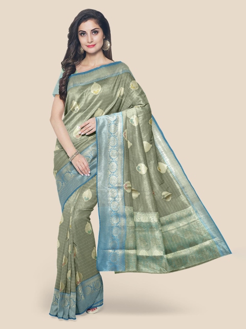 

KLM Fashion Mall Green Printed Chanderi Saree