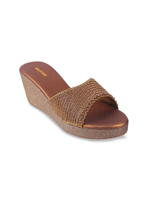 

WALKWAY Women Gold-Toned Embellished Sandals
