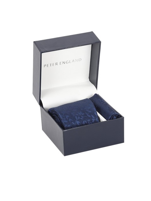 

Peter England Men Navy Blue Self-Design Accessory Gift Set