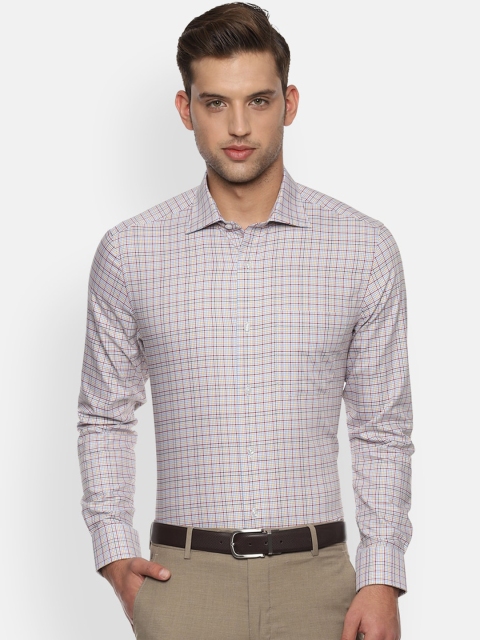 

Louis Philippe Men White Tartan Checks Checked Cotton Formal Shirt