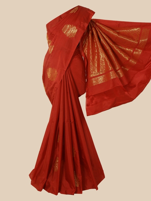 

Pothys Red Ethnic Motifs Silk Cotton Saree