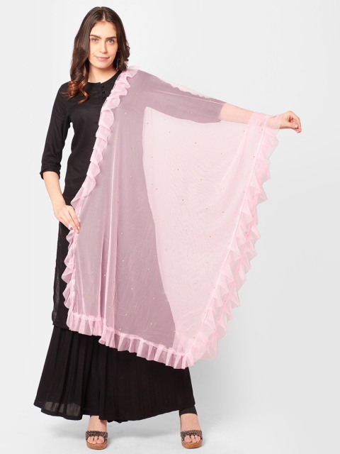 

Dupatta Bazaar Pink Dupatta with Beads and Stones