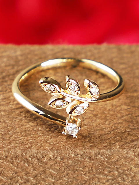 

ANIKAS CREATION Gold-Plated American Diamond-Studded Adjustable Finger Rings