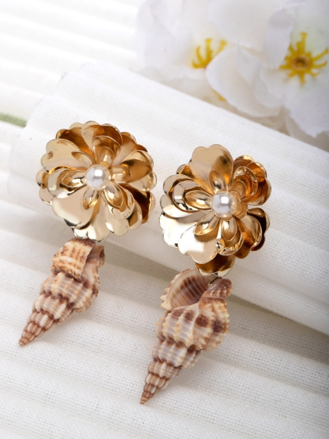 

CRZ Gold-Plated Contemporary Drop Earrings
