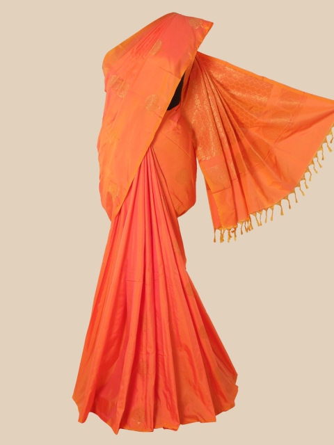 

Pothys Orange Ethnic Motifs Zari Silk Cotton Saree