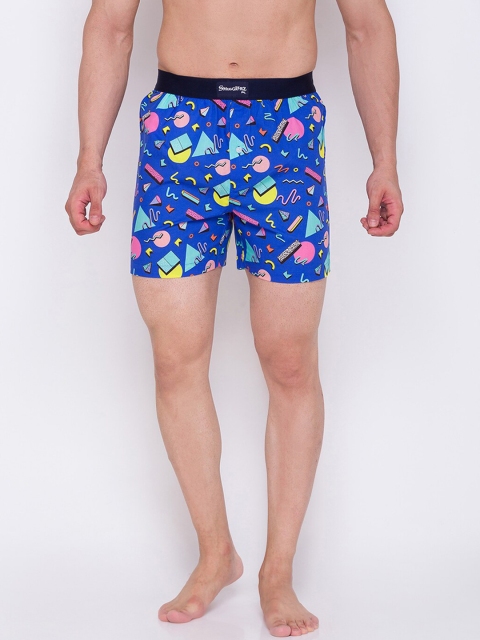 

Smugglerz Men Blue & Pink Printed Pure Cotton Boxer- Memphis-Men-Boxer