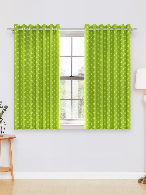 

Divine Casa Lime Green & White Set of 2 Sheer Window Curtain