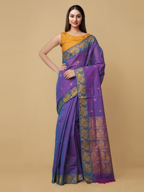 

Unnati Silks Purple Woven Design Pure Cotton Mysore Silk Saree