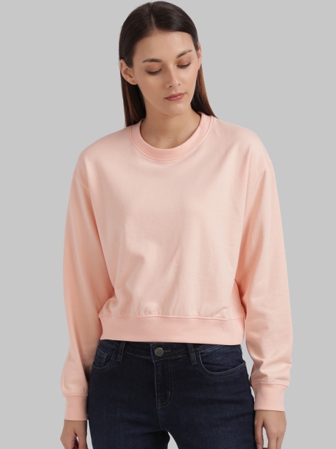 

Parx Women Peach-Coloured Solid Sweatshirt