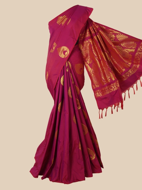 

Pothys Magenta Ethnic Motifs Zari Silk Cotton Saree