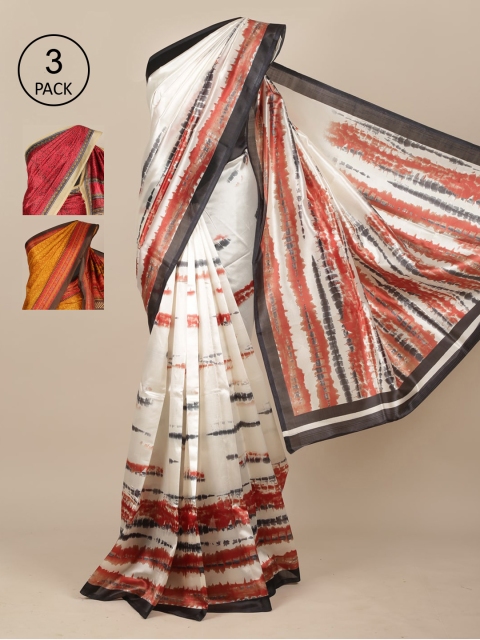 

Pothys Pack Of 3 Jute Silk Sarees, White