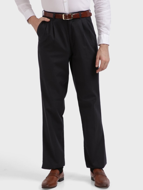 

ColorPlus Men Black Pleated Formal Trousers