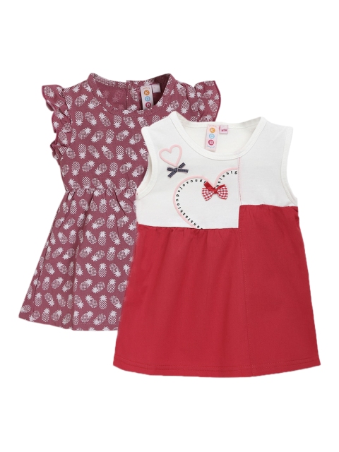 

Kids On Board Girls Multicoloured Set of 2 Floral Chiffon A-Line Dress, Multi