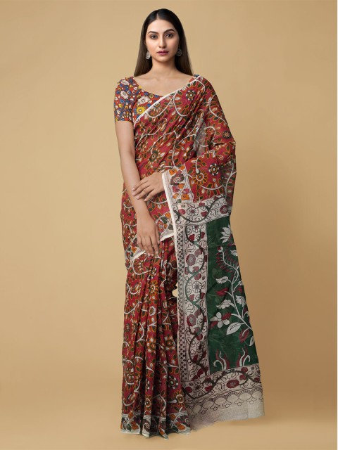 

Unnati Silks Blue Kalamkari Pure Cotton Kota Handloom Saree