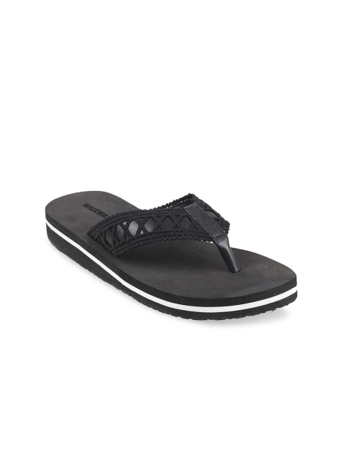 

WALKWAY Women Black Thong Flip-Flops