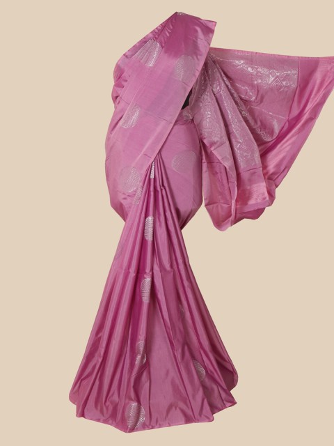 

Pothys Purple & Silver-Toned Woven Design Zari Silk Cotton Saree
